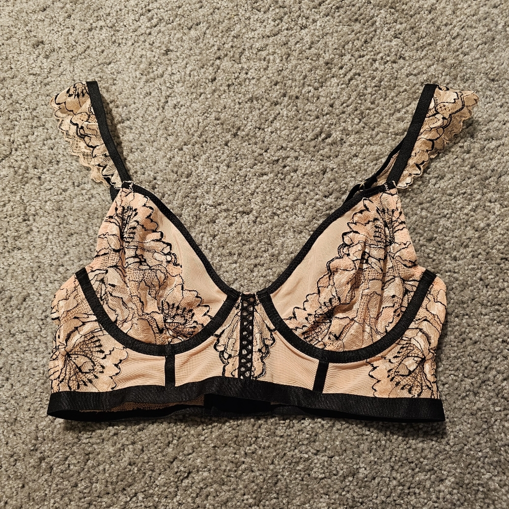 Auden Pink and black longline bra small